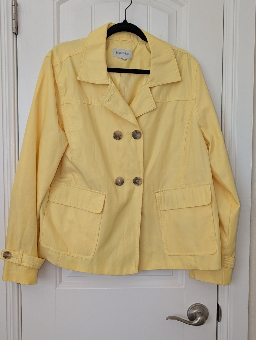 VTG St. John's Bay Cropped Yellow Trench Jacket L